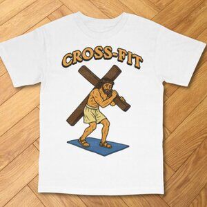 White Funny Cross Fit Parody Graphic Tee Humor Casual Shirt